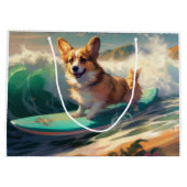 Grand Sac Cadeau Corgi Beach Surf Peinture (Dos)