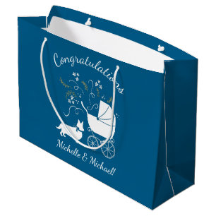 Grand Sac Cadeau Corgi Dog Baby shower Puppy Welsh Blue Boy