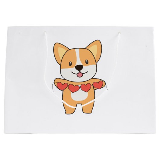 Grand Sac Cadeau Corgi dog For Valentine's Day Cute Animals (Devant)
