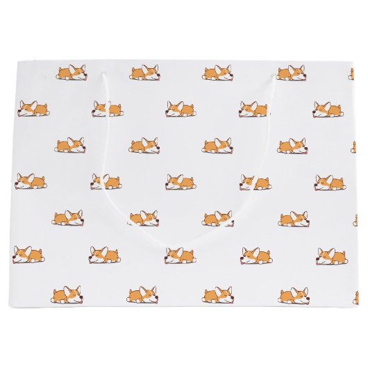 Grand Sac Cadeau Corgi dormant (Devant)