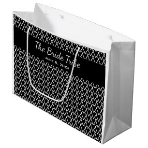 Grand Sac Cadeau Cortège de mariage personnalisé classique noir et