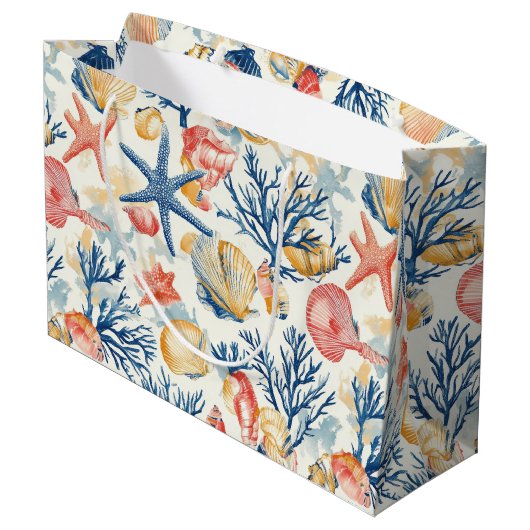 Grand Sac Cadeau Côtière rustique - Coquillages, Starfish, Reef (10 (Dos Angle)