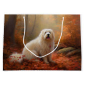Grand Sac Cadeau Coton De Tulear en automne Leaves automne Inspire (Devant)