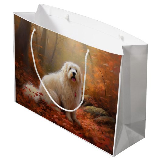 Grand Sac Cadeau Coton De Tulear en automne Leaves automne Inspire (Dos Angle)