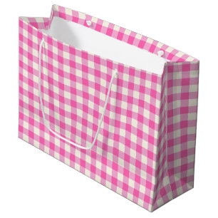 Grand Sac Cadeau Cottagecore En vichy rose