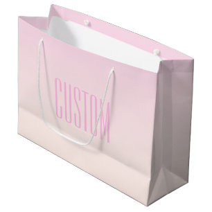 Grand Sac Cadeau Coucher de soleil ombré rose à pêche avec texte pe