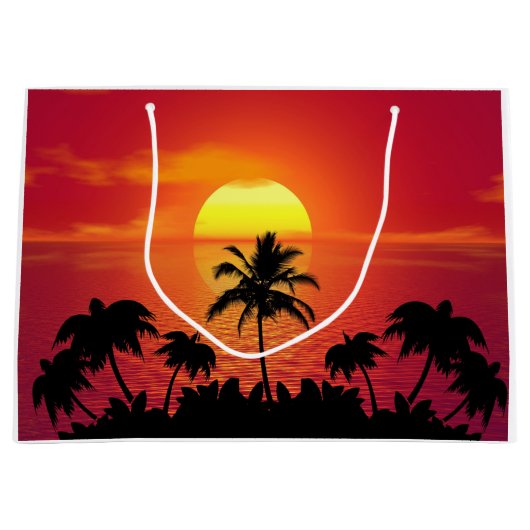 Grand Sac Cadeau Coucher de soleil tropical (Devant)