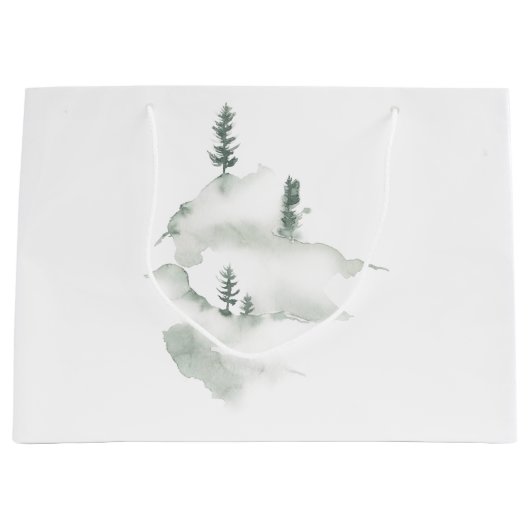 Grand Sac Cadeau Couleur d'eau - Scènes hivernales (Devant)