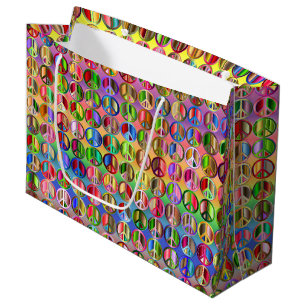 Grand Sac Cadeau Couleur hippie de paix