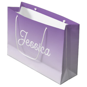 Grand Sac Cadeau Couleur ombrée violette (modifiable) et votre text