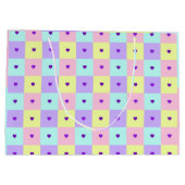 Grand Sac Cadeau Couleurs pastel & coeurs violets battre (Dos)