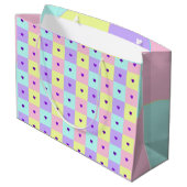Grand Sac Cadeau Couleurs pastel & coeurs violets battre (Dos Angle)