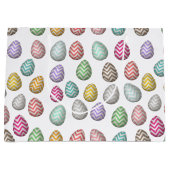 Grand Sac Cadeau Couleurs pastel des Motifs d'oeufs de Pâques (Devant)