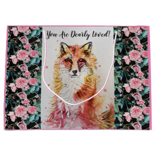 Grand Sac Cadeau Coupable Renard Rouge Et Roses Que Vous Êtes Dear