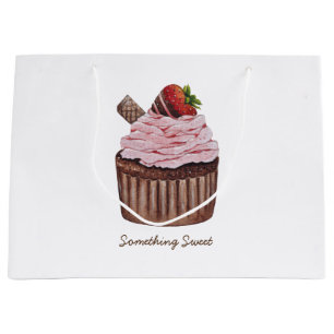 Grand Sac Cadeau Coupe De Fraise Cute À L'Aquarelle