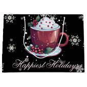 Grand Sac Cadeau Coupe de Noël de chocolat chaud (Devant)