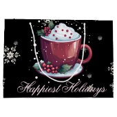 Grand Sac Cadeau Coupe de Noël de chocolat chaud (Dos)