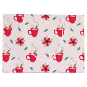 Grand Sac Cadeau Coupe Red Christmas | fleurs de poinsettia (Dos)