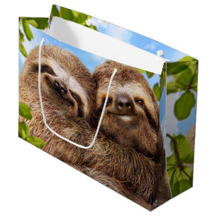 Grand Sac Cadeau Couple de paresseux