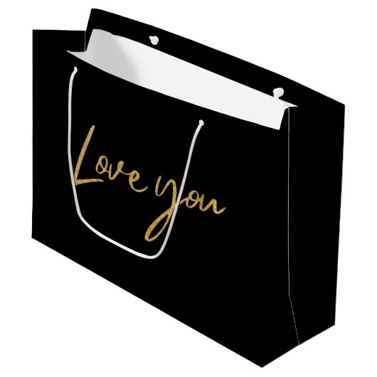 Grand Sac Cadeau Couples Vous Aimez Valentines Day Gold Parties sci (Devant Angle)