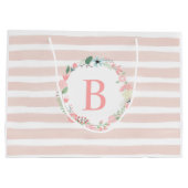 Grand Sac Cadeau Courbe florale rose monogramme (Dos)