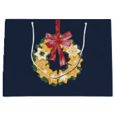 Grand Sac Cadeau Couronne de biscuits de Noël avec Arrière - plan g (Devant)