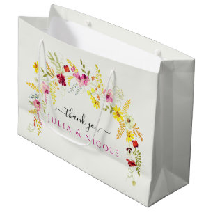 Grand Sac Cadeau Couronne de fleurs d'orchidée sauvage rose pourpre