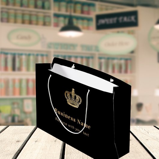 Grand Sac Cadeau Couronne royale d'or noir d'affaires
