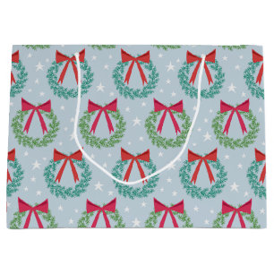 Grand Sac Cadeau Couronnes de Noël hivernales avec vaches Retro Ins