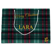 Grand Sac Cadeau Coutume de Noël blanc, rouge et vert (Devant)