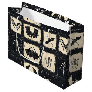Grand Sac Cadeau Couvre-lit en denim avec chauves-souris et squelet