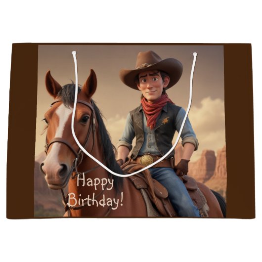 Grand Sac Cadeau Cowboy (Devant)