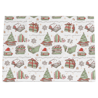 Grand Sac Cadeau Cozy Christmas Book Lover 