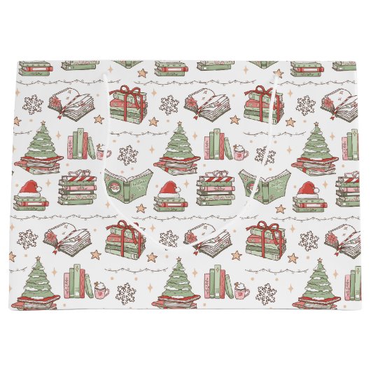 Grand Sac Cadeau Cozy Christmas Book Lover  (Devant)
