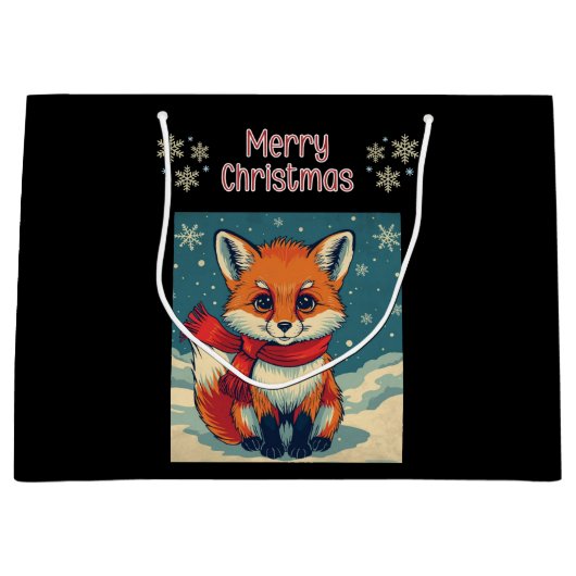 Grand Sac Cadeau Cozy Christmas Fox Gift Bag (Devant)