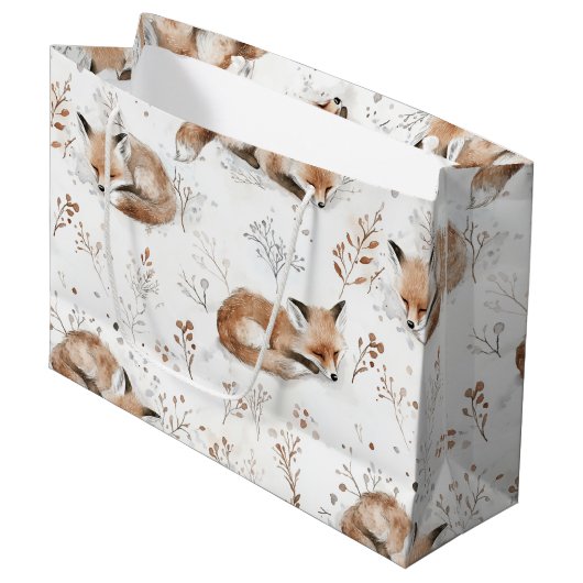Grand Sac Cadeau Cozy Foxes Animals Christmas (Devant Angle)