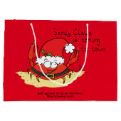 Grand Sac Cadeau Crabe Christmas Beach Tropical Funny (Dos)