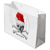 Grand Sac Cadeau Crâne de casquette de Père Noël de vacances de (Dos Angle)