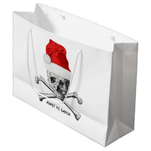 Grand Sac Cadeau Crâne de casquette de Père Noël de vacances de