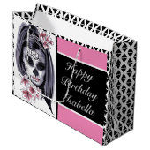 Grand Sac Cadeau Crâne de sucre personnalisé (Devant Angle)