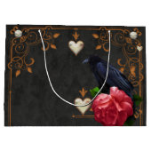Grand Sac Cadeau Crâne gothique et corbeau. (Dos)