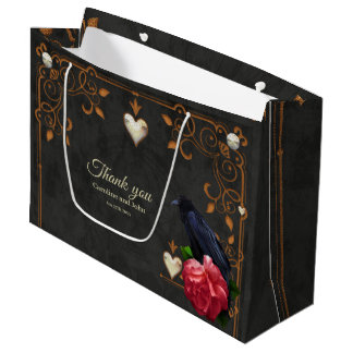 Grand Sac Cadeau Crâne gothique et corbeau.