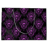 Grand Sac Cadeau Crâne mauve et gris gothique (Dos)