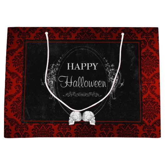 Grand Sac Cadeau Crânes d'Halloween gothiques foncés (Devant)
