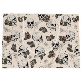 Grand Sac Cadeau Crânes gothiques blancs antiques et Halloween Rose (Devant)