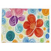 Grand Sac Cadeau Crayon Doodle Daisy Design (Dos)