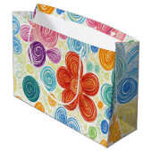 Grand Sac Cadeau Crayon Doodle Daisy Design (Dos Angle)