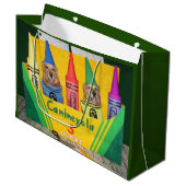 Grand Sac Cadeau Crayons de golden retriever dans une boîte de (Devant Angle)