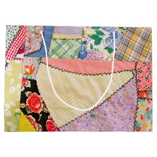 Grand Sac Cadeau Crazy Patchwork Quilt Avec Zigzag Stitch (Dos)