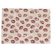 Grand Sac Cadeau Cream Red Lips Kisses Romantic Valentine's Day (Dos)